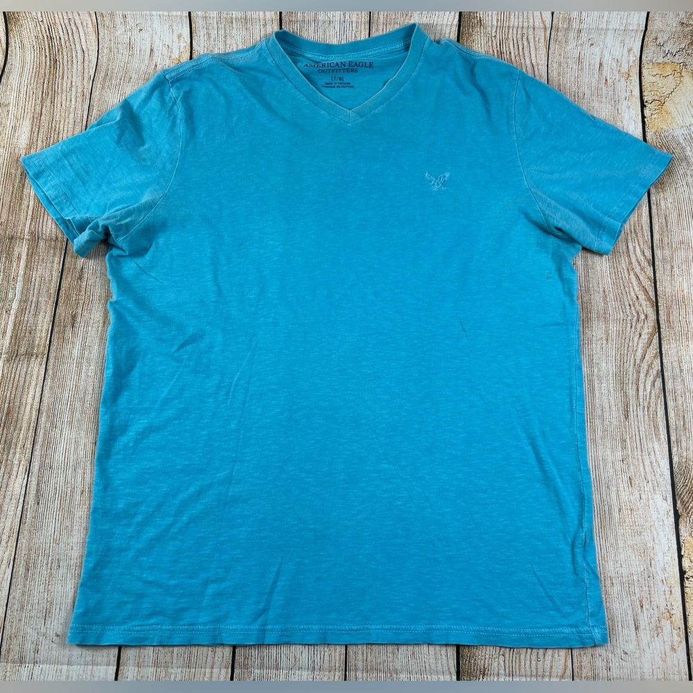 American Eagle Blue Athletic Fit Shirt Large Tall